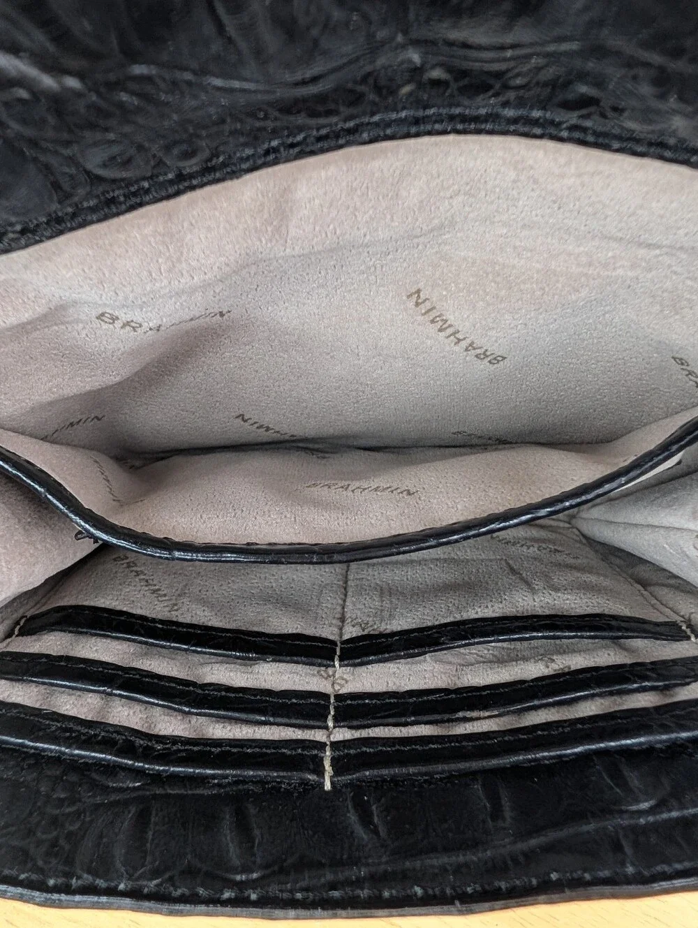 Brahmin Mimosa Manhattan Black Croc-Embossed Leather Crossbody Bag Tassel Detail - Picture 14 of 16
